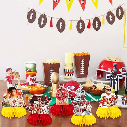Patrick Mahomes Party Decorations Honeycomb Centerpiece, 7 Pieces American Football Star Theme 3D Double Side Cake Toppers Table Centerpieces, Photo Backdrop for Kids Adults Birthday Party Decorations in Saudi Arabia