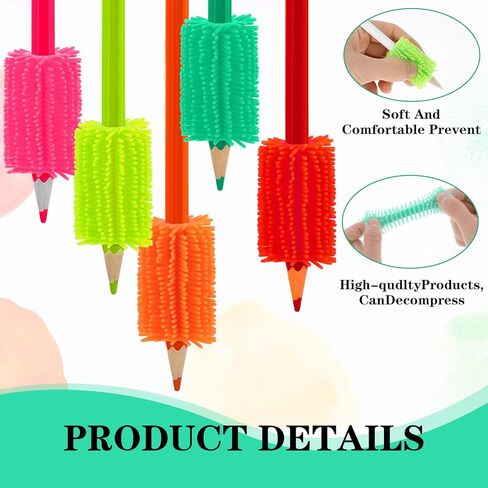 10pcs قبضة وسادة قلم رصاص للأطفال ، قبضة ناعمة قلم رصاص ملونة للأطفال بخط اليد القلم لمرحلة ما قبل المدرسة ، وكتابة مريحة التدريب على حركة القلم للأطفال البالغين in Kuwait