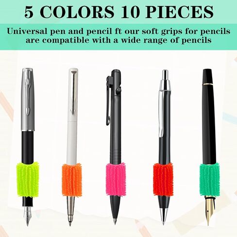 10pcs قبضة وسادة قلم رصاص للأطفال ، قبضة ناعمة قلم رصاص ملونة للأطفال بخط اليد القلم لمرحلة ما قبل المدرسة ، وكتابة مريحة التدريب على حركة القلم للأطفال البالغين in Kuwait