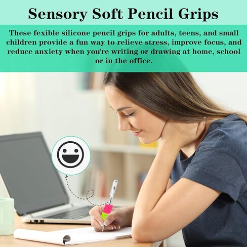 10pcs قبضة وسادة قلم رصاص للأطفال ، قبضة ناعمة قلم رصاص ملونة للأطفال بخط اليد القلم لمرحلة ما قبل المدرسة ، وكتابة مريحة التدريب على حركة القلم للأطفال البالغين in Kuwait