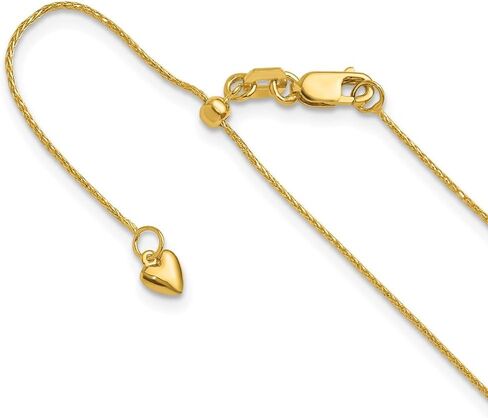 Diamond2Deal 14K Yellow Gold Adjustable .8 mm Diamond-cut Wheat Chain Necklace 26" in Saudi Arabia