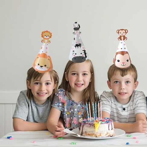 12pcs Animal Theme Birthday Party Hats,Fun Cone Hats for Kids Adults,Cute Animal Theme Birthday Hats in Saudi Arabia