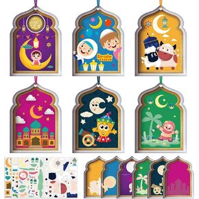 NeeKCheers Ramadan Crafts for Kids, 12 Pack Ramadan Eid Arts and Crafts Foam Stickers Gifts for Kids, Ramadan Eid Activities Craft Kits Make Your Own Ramadan Eid Decorations for Home