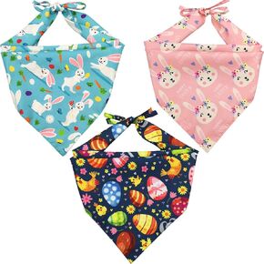 Lamphyface 3 Pack Easter Dog Bandana Triangle Bib Scarf Accessories