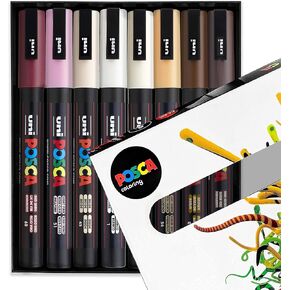posca Colouring - PC-3M Warm Neutral Tones - Set of 8 - In Gift Box