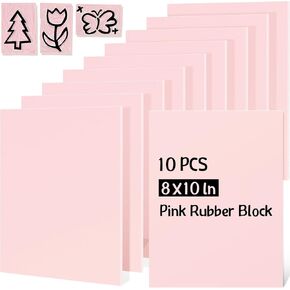 10 Pcs Pink Rubber Block Linoleum Block 8 x10 x 0.25 Inch Rubber Carving Block Stamp Making Kit Soft Rubber Carved Brick for Printmaking Stamp DIY Craft Project Printing