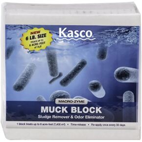 Kasco Macro Zyme Time Release Muck Block Beneficial | Muck Remover for Ponds & Lakes | Non-Chemical Lake & Pond Treatment for Eliminating Sludge & Odors | Treats Up to 6 Acre-feet 6 lb.