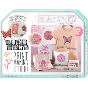 Bright Stripes Wish*Craft Print Studio - Arts and Crafts Kit للمبتدئين والحرفيين المحنكين ، محطة الصياغة النهائية ، مجموعة كاملة مع الإمدادات الفنية لإنشاء تصميمات نسيج مخصصة
