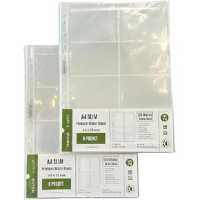 K-keep A4 Slim 8 Pocket Premium Side Loading Kpop Photocard Binder Pages ، حجم الجيب 63 × 93 مم ، 11 فتحة ، 100 ميكرون ، 50 صفحة ، مثالية للأطفال Stray Kids ، Ateez