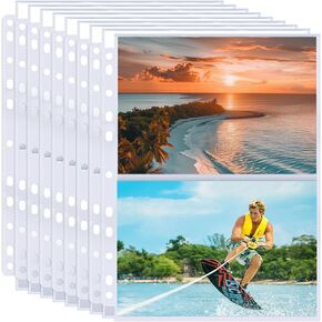 50PCS Photo Sleeves Holds 200 5"x7" Photos, Clear Double-Sided Photo Sleeve Inserts, Clear Photo Pockets Photo Album Refillable Photo Page Protectors