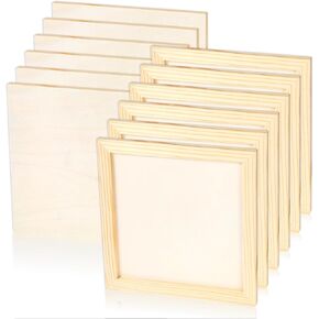 12 PCS Pine Wood Dail Poards 8 × 8 بوصة من ألواح الألواح الخشبية غير المكتملة للفن الفني والحرفية والرسم والمزيد