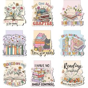Book Lover Magnetic Bookmarks - 9 PCs Cute Cat Pretty Page Markers Gifts Funny Aesthetic Flower Magnet Bookmark for Reading Women Readers Bookish Students Teacher Birthday Back to School