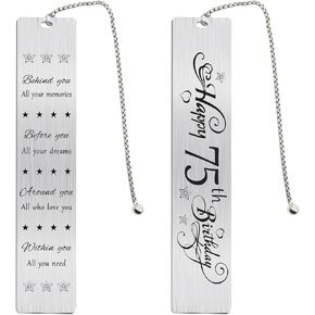 Jzxwan Happy 75th Birthday Gifts for Women Men, 75 Year Old Birthday Bookmark Gift for Her Him, 75 Birthday Presents Decorations