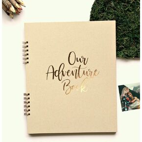 Our Adventure Book Scrapbook for Couples. Rustic Couples Scrapbook, 8.5" x 9", 90 Blank Kraft Pages, Honeymoon Scrapbook for Him, Couples Adventure Book Photo Album, Scrapbook Album DIY (Kraft)