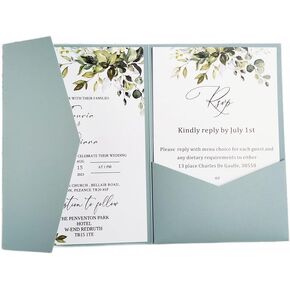 Pinkish Purple Wedding Invitation Pockets Folder Solid Pearl Invitation Pockets With Envelopes 20 sets (pinkish purple)