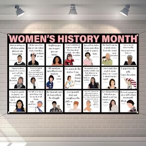 Women’s History Month Photo Booth Backdrop March National Women's Day Decorations Famous Women Quotes Poster School Classroom Office Hallway Bulletin Board Decor3.6×5.9ft