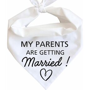 My Parents are Getting Married Dog Bandana Wedding Engagement Heart Minimalist White (Small)