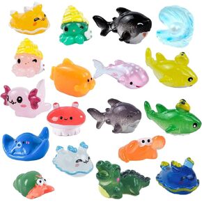 36PCS Mini Ocean Resin Animals,Tiny Sea Animals Marine Figurines, Tiny Resin Animals for Fish Tank, Micro Landscape Aquarium,Ocean Themed Mini Resin Figures(18styles)