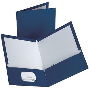 Staples 907578 2-Pocket Laminated Folders Dark Blue 10/Pack (13372-CC)