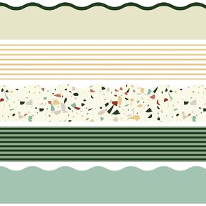 Whaline 69ft Modern Terrazzo Bulletin Bulletin Borders 5 Designs 60pcs terrazzo terridals حدود ملصقات نشرة الشريط الخضراء للرجوع إلى الوراء إلى المدرسة في الفصل الدراسي.