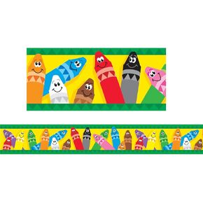 Trend Colorful Crayons Bolder Trimmers, Bulletin Board Trimmers, 35.75 Feet