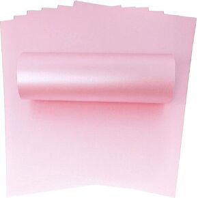 10 Sheets Powder Pink Pearlescent Shimmer Double Sided A4 Decorative Card 300gsm / 110lb