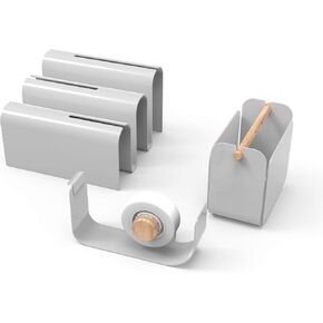 U Brands Metal Desk Organization Kit, Arc Collection, Cup, Tape Dispenser and Letter Sorter Included, Grey (3535A00-01)