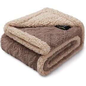 Waterproof Pet Blanket, Liquid Pee Proof Dog Blanket for Sofa Bed Couch, Reversible Sherpa Fleece Furniture Protector Cover for Small Medium Large Dogs Cats,Khaki X-Large（85" x 57"）