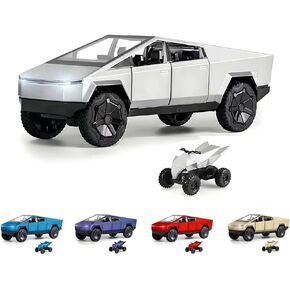 Cyber Truck Toy Trucks Alloy Die Casting Model Pickup 1/24 Truck Model Pull Back Toy Race Car with Motorcycle -Display Car Ideal Gift Age for 6 Year Up (Red)