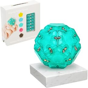 Magnetic Sphere Fidget Toy 12 Pcs, Magnet Pentagons Fidgets Toys for Kids Adults, Fun Sensory Magnetic Balls, Anxiety & Stress Relief Toys, Desk Office Toy Gift Green