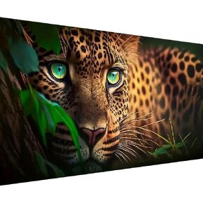 BOHADIY 5D Diamond Painting Kits For Adults,Animal Leopard Diamond Art Kits For Adults Beginner,DIY Full Drill Diamond Dots Paintings With Gem Art and Crafts For Adults Home Wall Decor 27.5 x15.7 inch