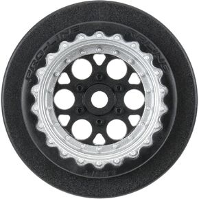 Pro-line Racing Showtime+ Black/Silver Wheels 2 for Losi Mini No-Prep Drag Car Rear PRO283413