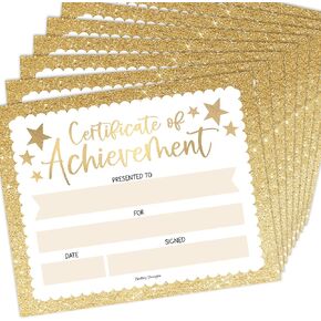 25 Certificate of Achievement Awards - 8 x 10" Student Award Certificates for Kids, Blank Award Certificate Paper, Preschool & Kindergarten Graduation Certificates