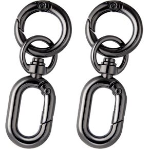 2 Sets Swivel Spring Snap Clasp Clips, Double Opening Key Chain Clip, Metal Lobster Clasp Snap Hook with Key Rings for Lanyard, Crafts, Jewelry Making - Black