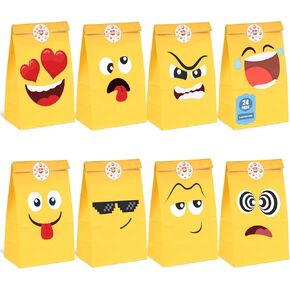 VGOODALL 24 Pack Funny Gift Bags with Stickers, 4.7x3.1x8.7 Inch Party Favor Bags for Candy Wrapping, Birthdays, Giveaways, Celebration Supplies