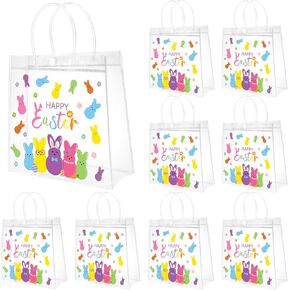 H1vojoxo Hello Summer Gift Bags - 24PCS Sunny Beach Clear Gift Bags with Handles 7.87 x 3.2 x 7.87 Inch Reusable PVC Plastic Transparent Waterproof Tote Bag for Summer Party Birthday Party Supplies