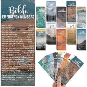 Emergency Numbers Bookmarks Christian Bookmarks Bulk Bible Verse Cards Inspirational Scripture Cards for Sunday School Church Welcome Gifts Easter Gifts