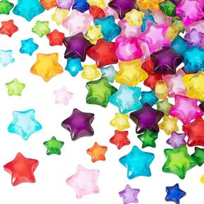 OIIKI 60PCS Acrylic Star Beads, Mixed Colors Star Loose Spacer Beads, 2 Sizes Charming Flat Beads, Star Shaped DIY Supplies Bead Kits Bulk for Jewelry Making, Crafts