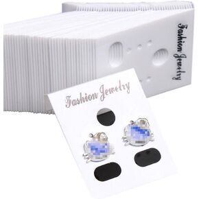 200pcs Plastic Jewelry Earring Display Cards Ear Stud Packaging Hanging Cards Price Tags 37x30mm (White)