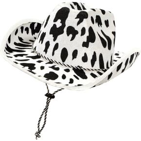 Beistle Cow Print Cowboy Hats – Adjustable Chin Strap, Halloween Costume Dress Up, Wild West Themed Parties, Animal Print Hat