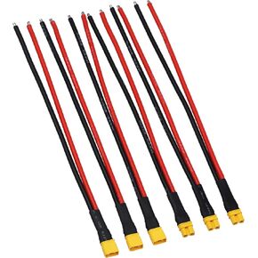 3 Pairs XT30 Connector Plugs with 14AWG Silicone Insulated Wire (20cm/7.9 Inch) - Male and Female Connector for Drone, FPV, Lipo RC Battery Adapter