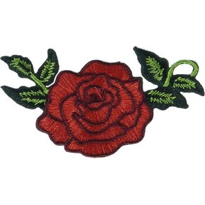 Simplicity 19320100099 Red Rose Iron On Applique Patch for Clothes, Backpacks, and Accessories, 3.152" W x 1.75" L