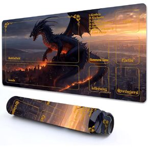 for MTG Playmat with Zones 24" x 14" with High Elastic Rubber Base Non-Slip Rubber Sole HD Printing for MTG Mat Magic Mat Card Playmat Magic Playmat Mouse Pad, Dragons Over The City