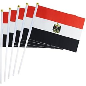 25 Pack Hand Held Small Mini Flag Egypt Egyptian Flag Stick Flag Round Top National Country Flags,Party Decorations Supplies For Parades,World Cup,Festival Events,International Festival