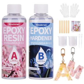 16OZ Epoxy Resin Kit, Crystal Clear Epoxy Resin, No Yellowing No Bubble Self Leveling Coating Casting Resin for Table Tops, Art Crafts, Jewelry, Molds, DIY Projects 1:1 Ratio(8OZ x 2)
