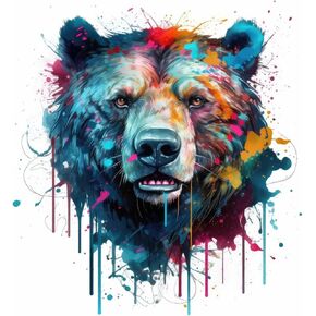 Moohue 14CT Stamped Cross Stitch Kits for Adults Animal Bear Pre Printed Cross Stitch Kits for Beginners Art Crafts (Animal 12)