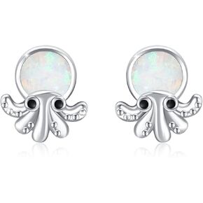 Animal Earrings Sterling Silver Snake/Swan/Octopus/Rabbit/Whale/Dragonfly/Goat/Fox/Antler Deer Studs Earrings Jewelry Gifts for Women Girls Hypoallergenic
