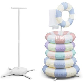 1 Pc Pool Float Storage Float Holder with Water Bag Swimming Ring Rack PVC 50" x 30" Pool Tube Holder for Summer Swimming Tube Towel Goggle (White)