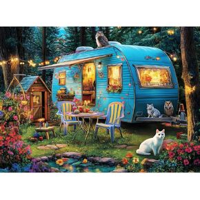 300 قطعة الألغاز للبالغين | Camper Cat Jigsaw Buzzles | لغز كبير 300 قطعة للأطفال كبار السن | قوي ، آمن | ألعاب جذابة وتعليمية هدية عظيمة للفتيان الفتيات 20.5 × 15 في