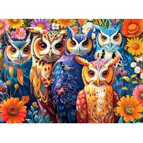 300 Pieces Puzzle for Adults | Colorful Owls Large Piece Puzzle | Recycled Cardboard Jigsaw Puzzles 300 Pieces | Challenging Game Home Decor Birthday Party Gift Toy for Adults Kids Seniors 20.5*15 in